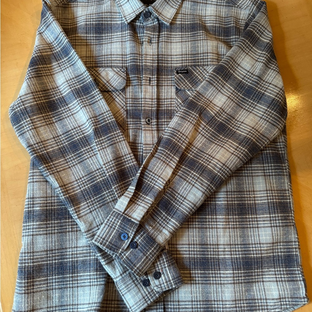 Brixton Blue and Gray Casual Button Down Shirt